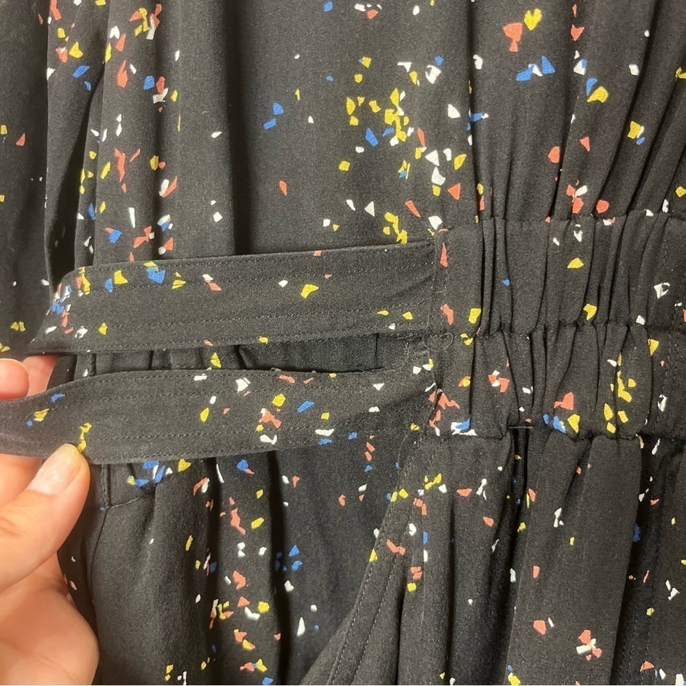 A.L.C Samantha Midi Black Dress with Multicolor Speckles, long Sleeve, 100% silk - Picture 6 of 16